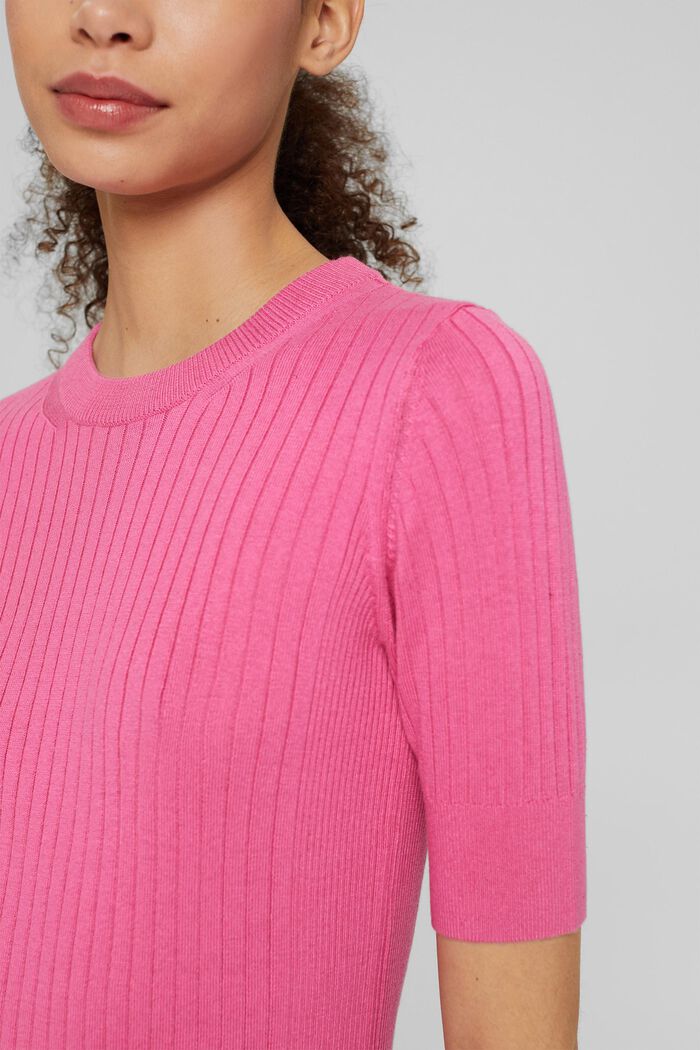 Žebrový pulovr s krátkým rukávem, bio bavlna, PINK, detail image number 4