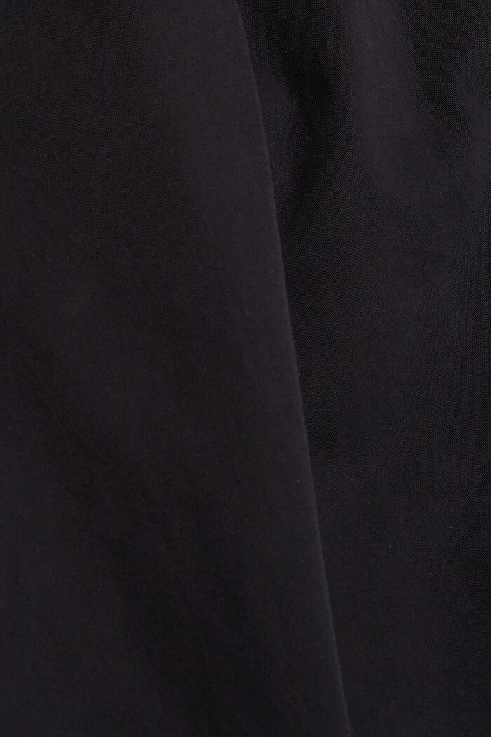 Kalhoty se sklady v pase s opaskem, z bavlny pima, BLACK, detail image number 1