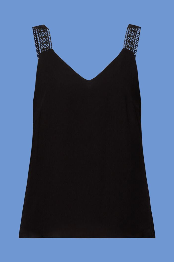 Košilka s krajkovými detaily, LENZING™ ECOVERO™, BLACK, detail image number 6