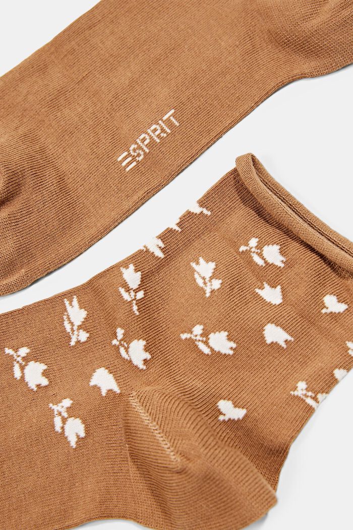 Krátké ponožky s květovaným vzorem, 2 páry v balení, SIENNA, detail image number 1
