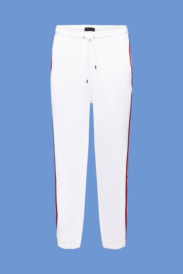 Bavlněné teplákové kalhoty s pruhy, WHITE, detail image number 6