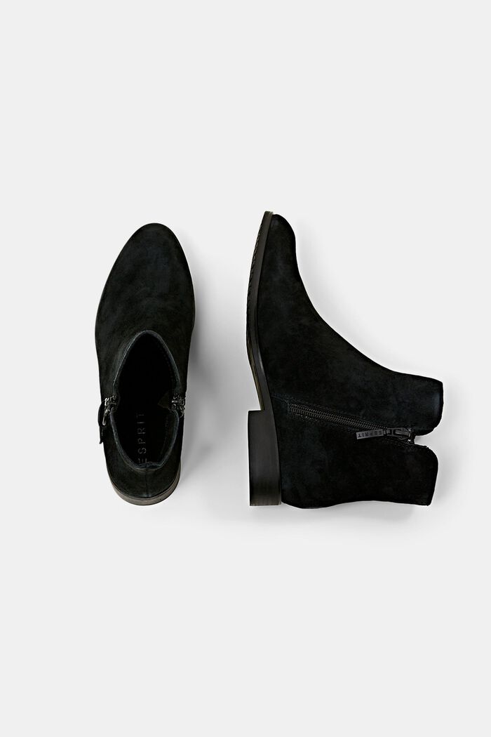 Semišové kotníčkové boty na zip, BLACK, detail image number 5