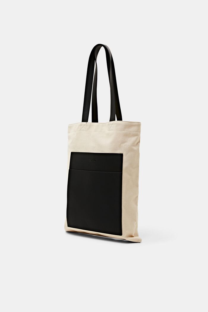 Veganská kožená taška z bavlny a plátna, BLACK, detail image number 2