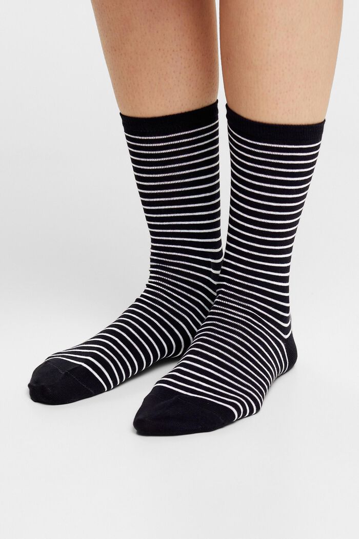 2 páry ponožek z hrubé pruhované pleteniny, BLACK, detail image number 1
