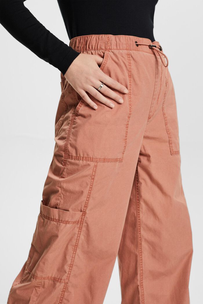 Cargo kalhoty bez zapínání, 100% bavlna, TERRACOTTA, detail image number 1