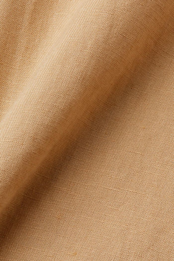 Propínací košile ze směsi bavlny a lnu, BEIGE, detail image number 4