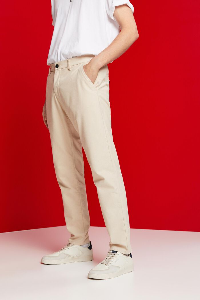 Chino kalhoty, počesaná tkanina, BEIGE, detail image number 0