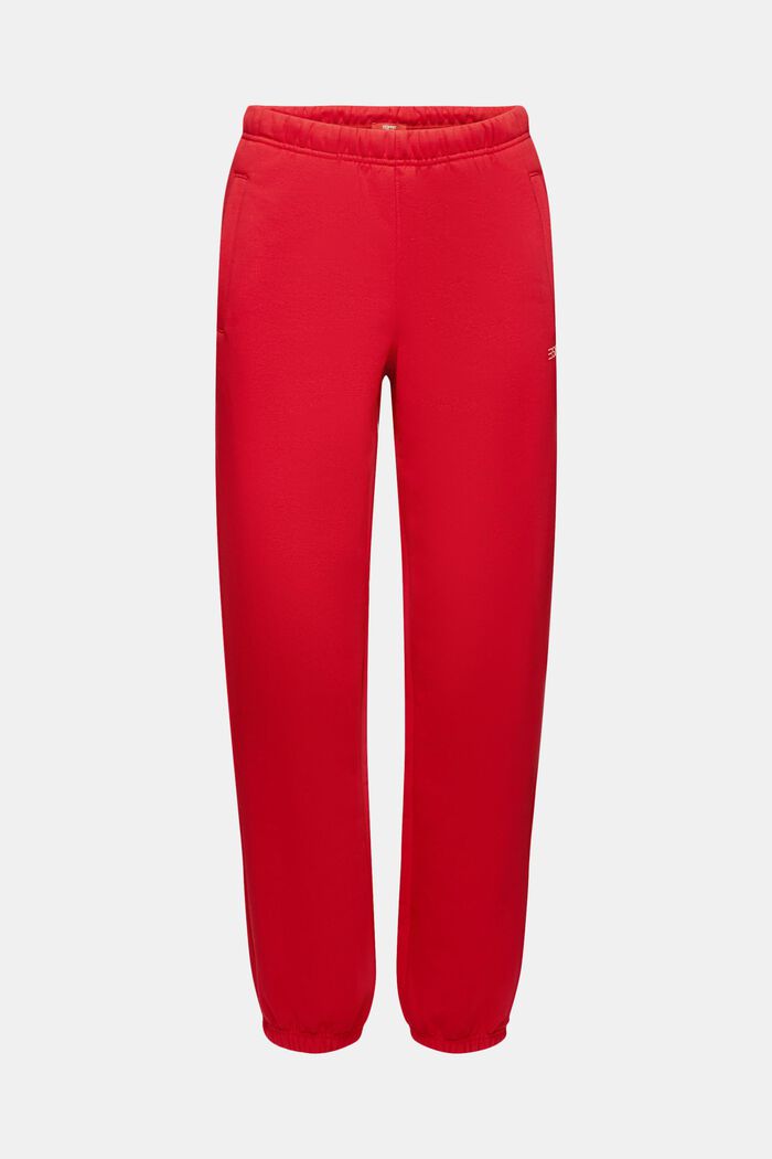 Unisex teplákové flaušové kalhoty s logem, z bavlny, RED, detail image number 7