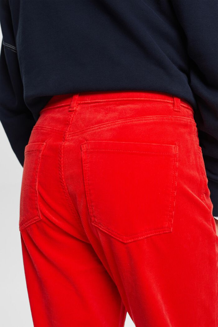 Manšestrové kalhoty s rovným straight střihem a vysokým pasem, RED, detail image number 4