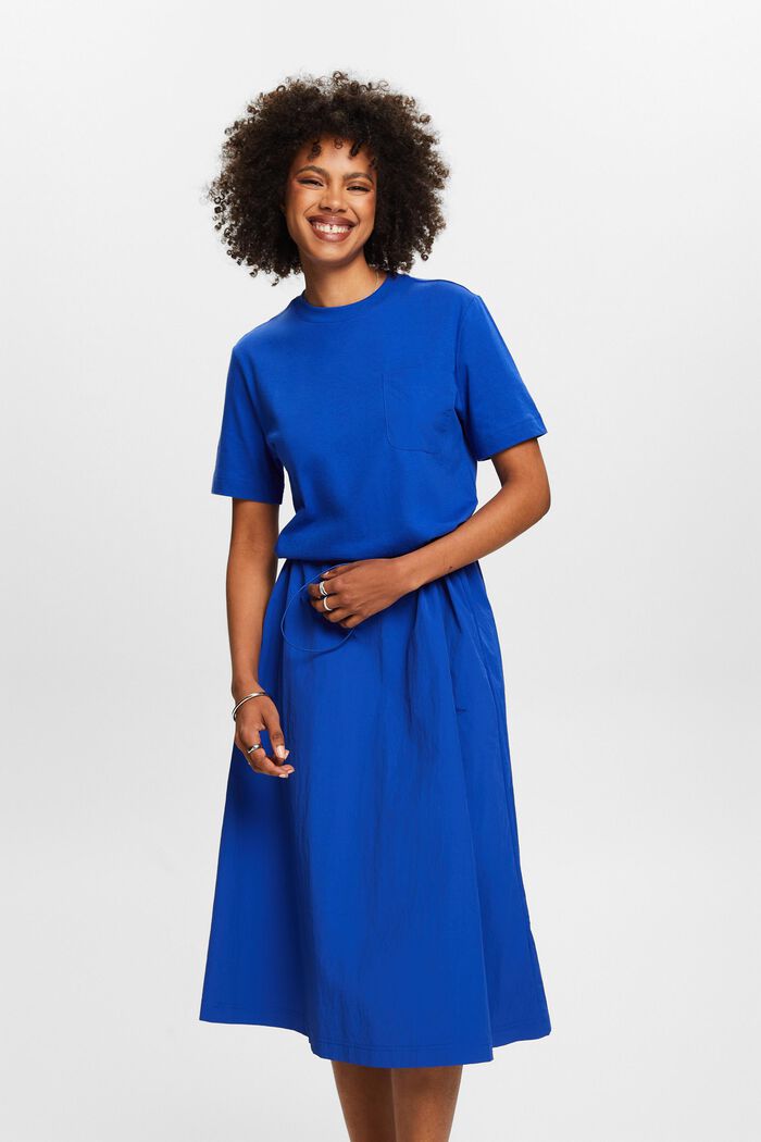 Midi šaty z kombinovaného materiálu, BRIGHT BLUE, detail image number 4