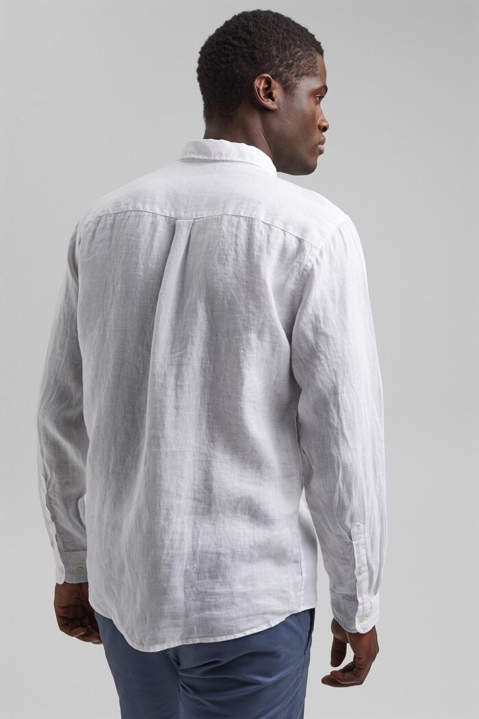 Košile s propínacím límečkem, 100% len, WHITE, detail image number 3