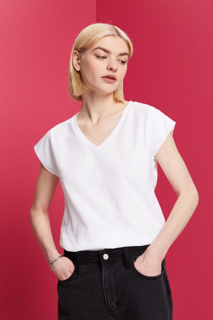 Tričko s dvoubarevným potiskem, 100 % bavlna, WHITE, detail image number 0