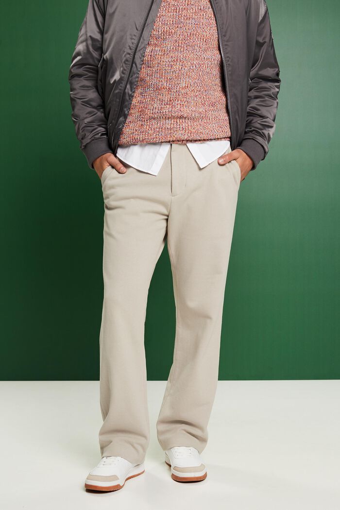 Kalhoty z pleteného žerzejového piké, BEIGE, detail image number 0