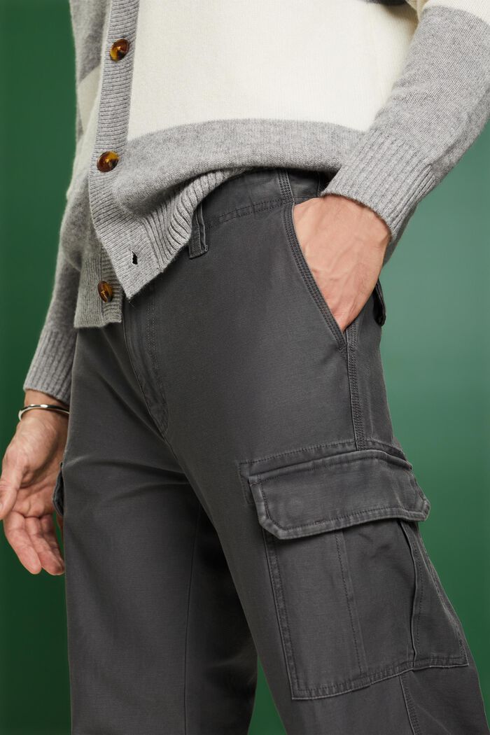 Cargo kalhoty z bavlny, DARK GREY, detail image number 4