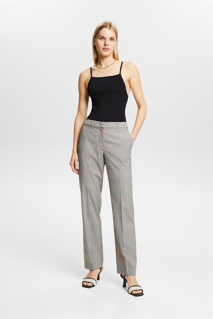 Kostkované kalhoty s rovnými nohavicemi, MEDIUM GREY, detail image number 5