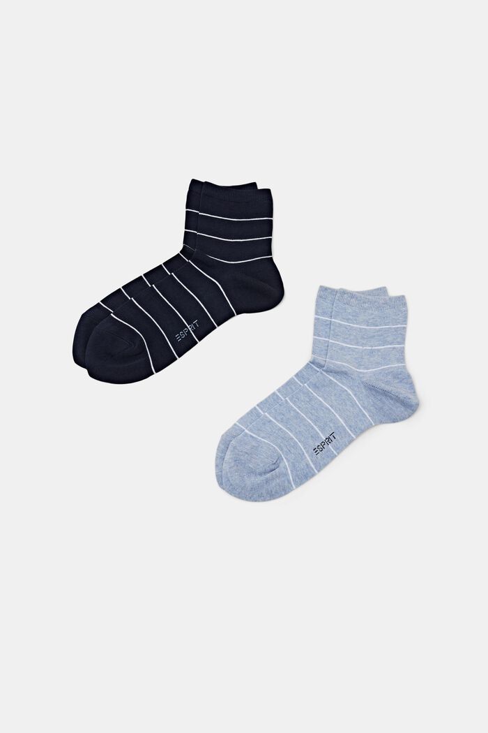 2 páry ponožek z hrubé pruhované pleteniny, NAVY/BLUE, detail image number 0