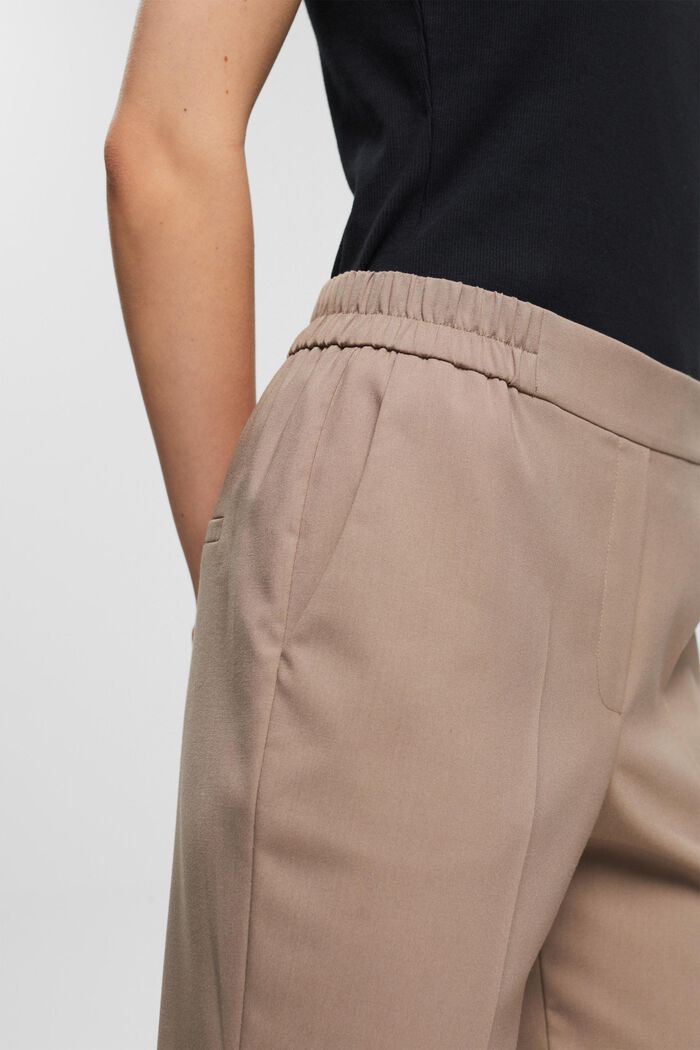 Zkrácené kalhoty se středně vysokým pasem, TAUPE, detail image number 0