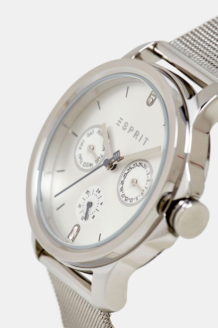 Multifunkční hodinky s náramkem ze síťoviny, SILVER, detail image number 1