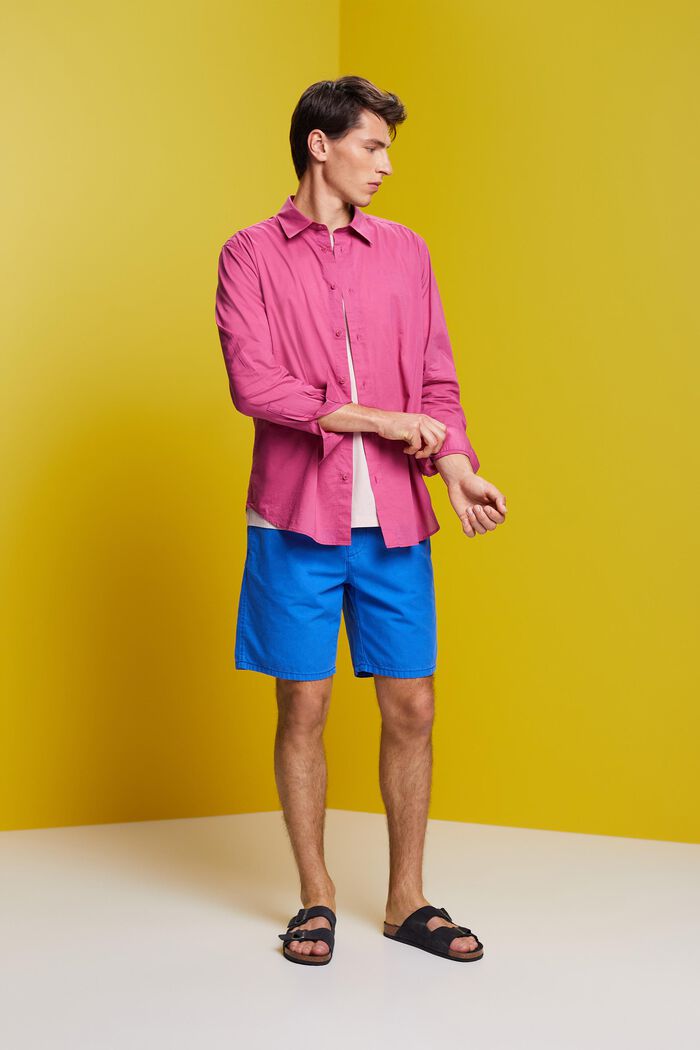 Jednobarevná košile, dlouhý rukáv, 100% bavlna, DARK PINK, detail image number 1