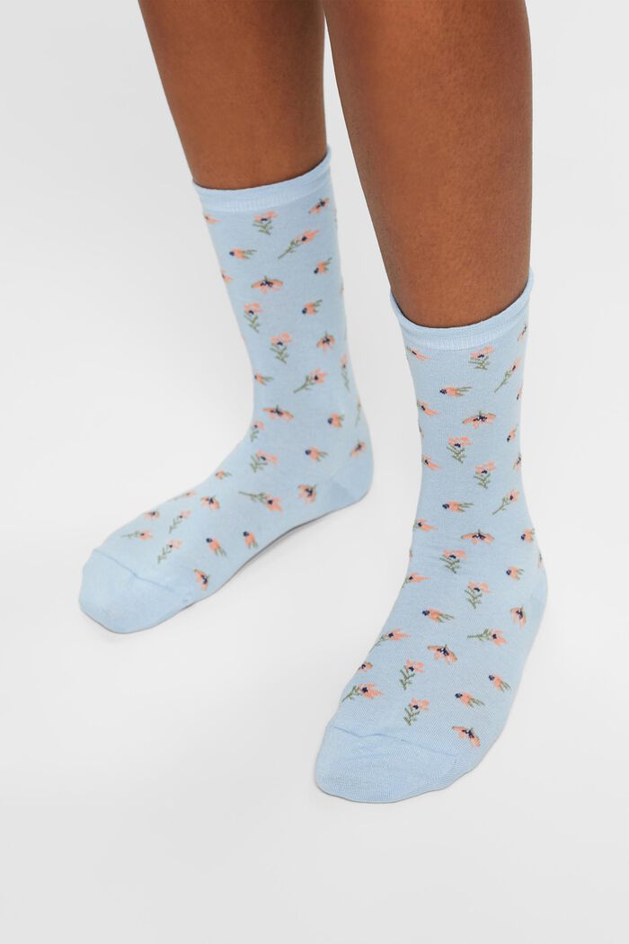 Květované ponožky z pleteniny, 2 páry v balení, CLOUD, detail image number 1