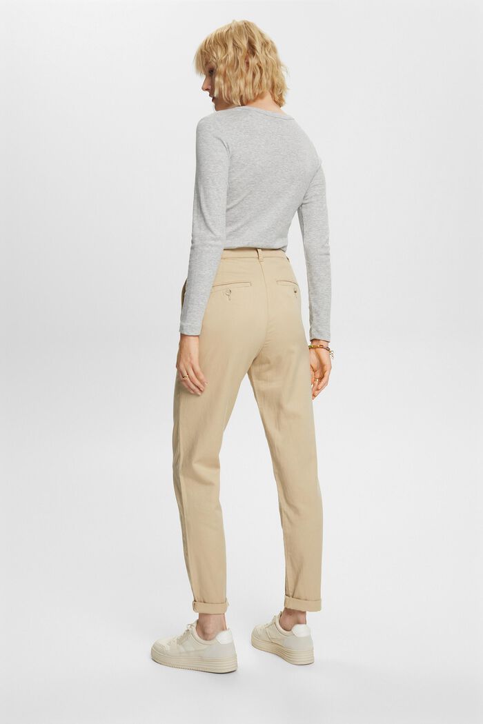 Kalhoty chino, se středně vysokým pasem, směs s bavlnou, SAND, detail image number 3
