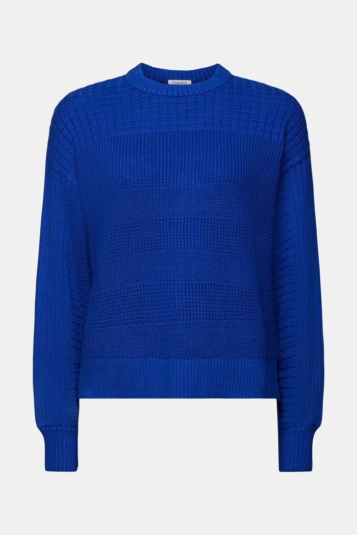 Strukturovaný pulovr s kulatým výstřihem, BRIGHT BLUE, detail image number 6