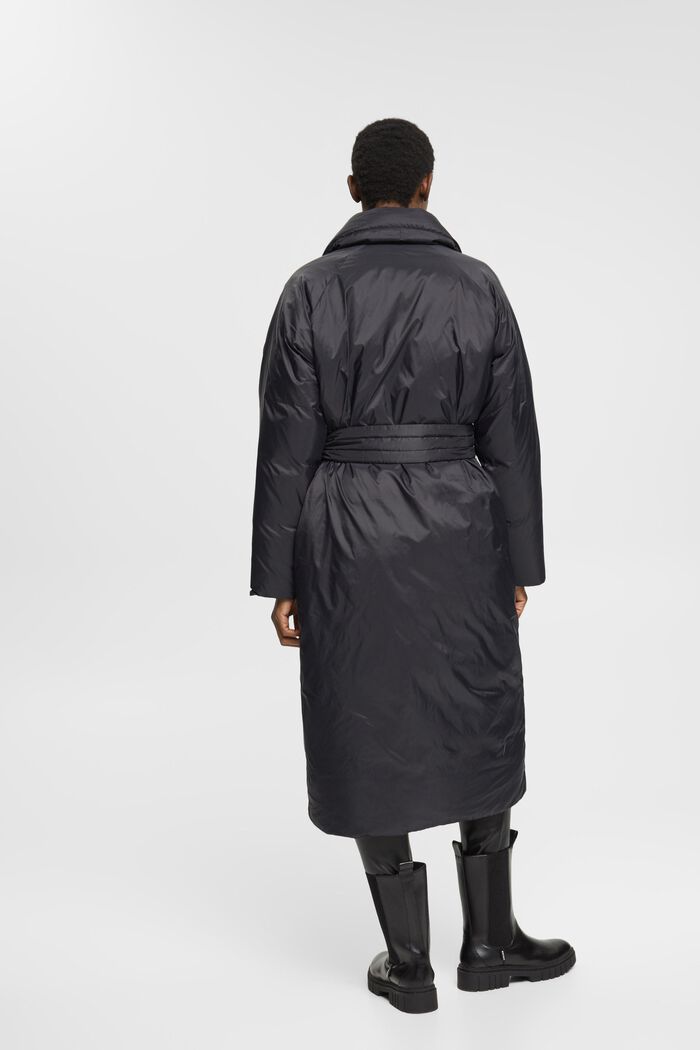 Dlouhý kabát z recyklované výplně z prachového peří, BLACK, detail image number 4