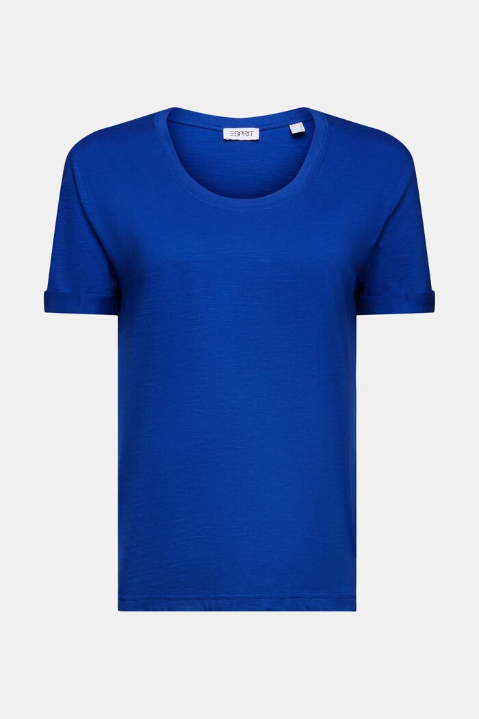 Tričko s hlubším kulatým výstřihem, materiál slub, BRIGHT BLUE, detail image number 6