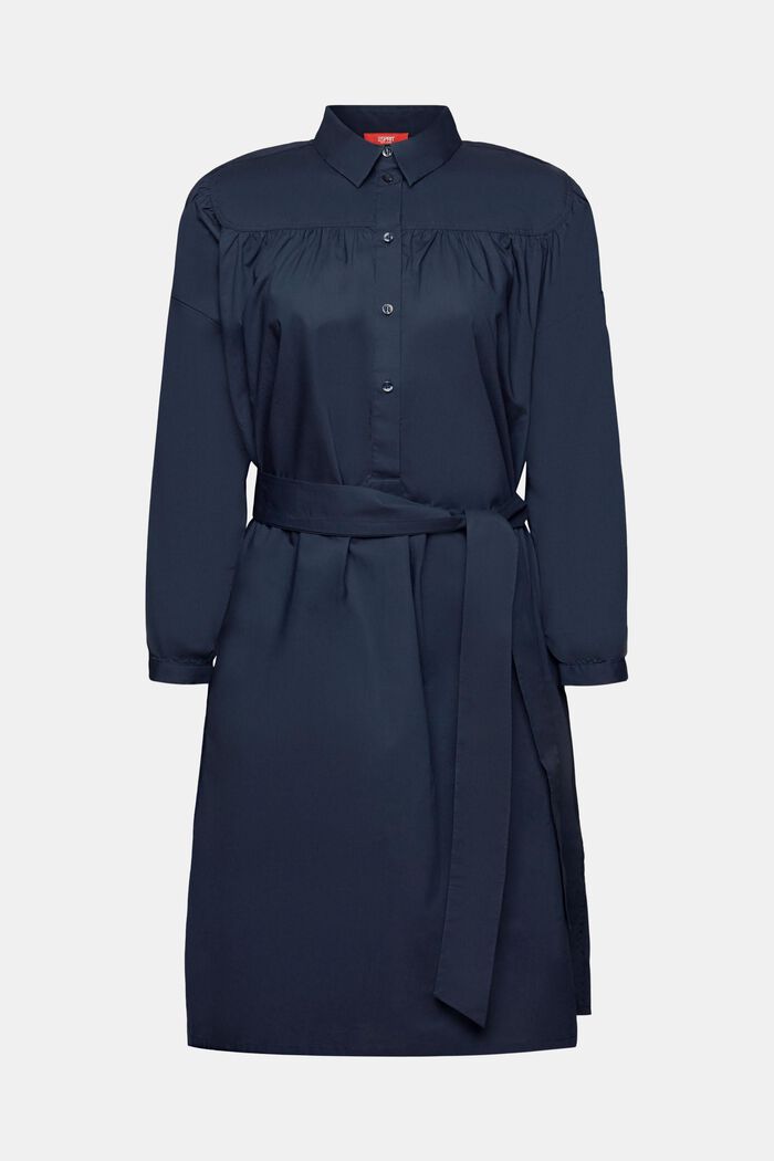 Košilové šaty s vázačkou, 100 % bavlna, PETROL BLUE, detail image number 6