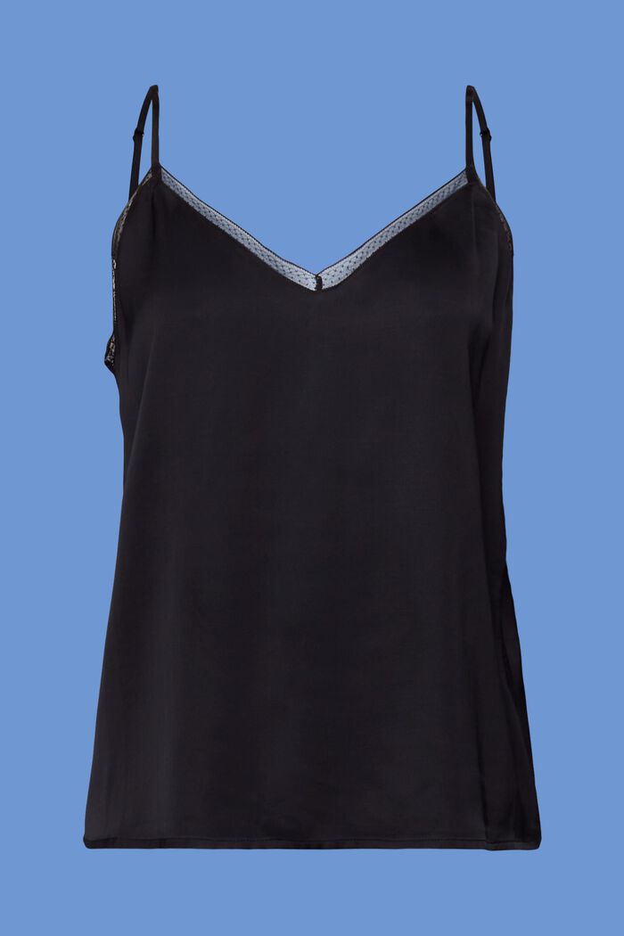 Saténová košilka, krajkový lem, LENZING™ ECOVERO™, BLACK, detail image number 5