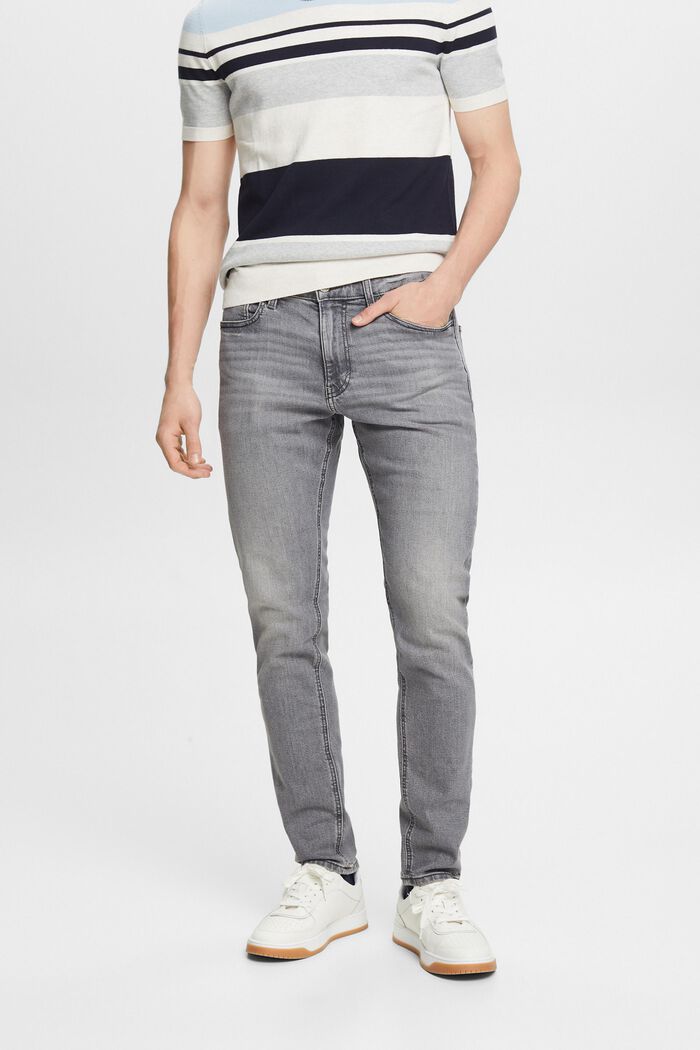 Úzké džíny, zužující se nohavice, střední pas, GREY MEDIUM WASHED, detail image number 0