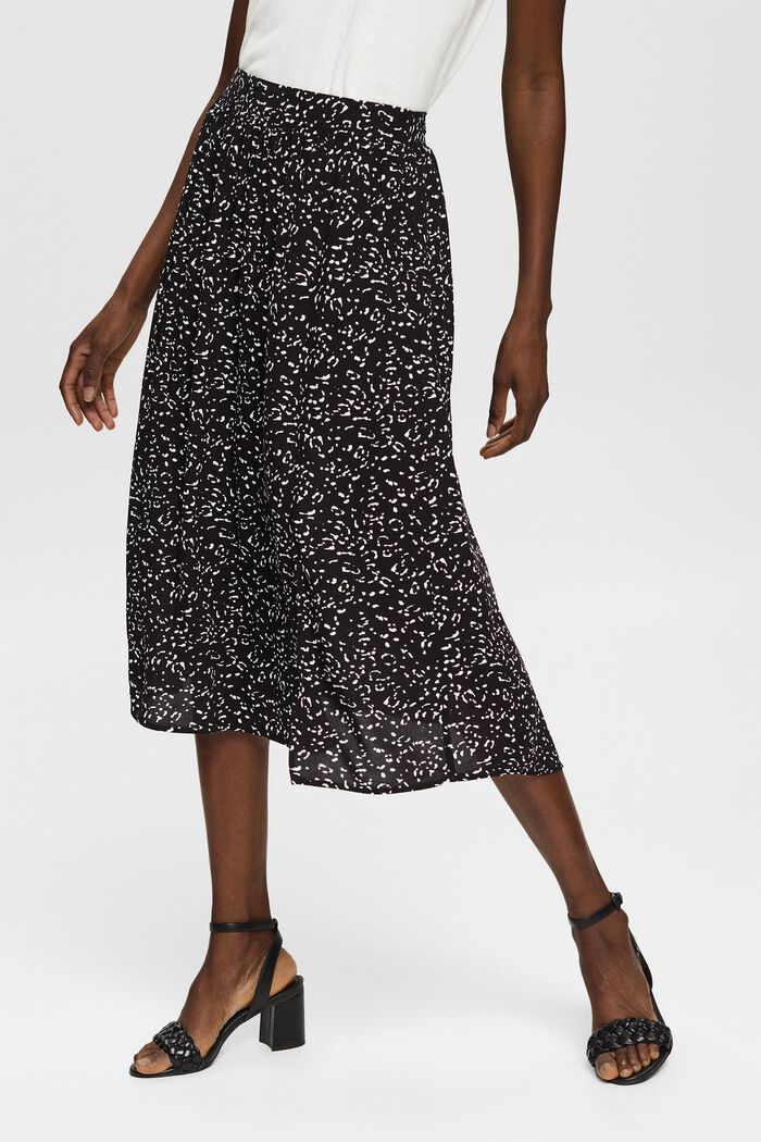 Midi sukně se vzorem, LENZING™ ECOVERO™, BLACK, detail image number 0