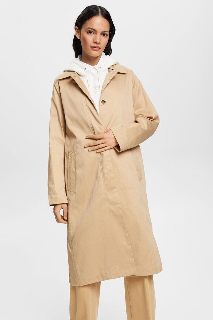 Kabát s límcem s klopami, SAND, detail image number 0