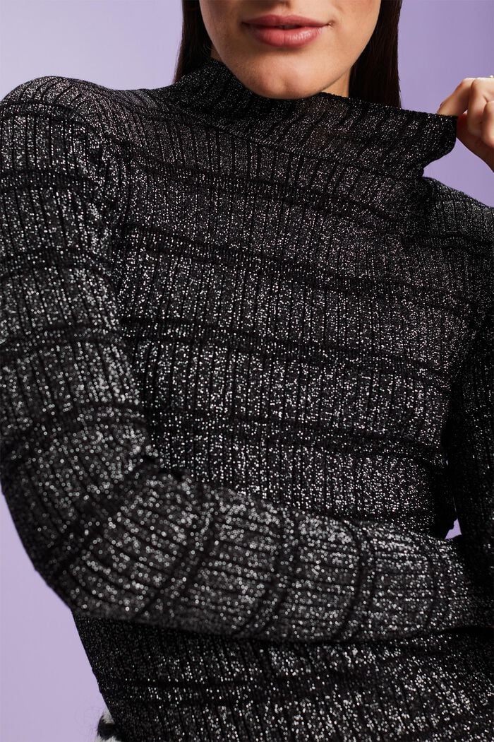 Třpytivý svetr s kulatým výstřihem, LENZING™ ECOVERO™, BLACK, detail image number 3
