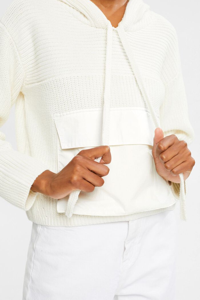 Pletený pulovr s kapucí, OFF WHITE, detail image number 2