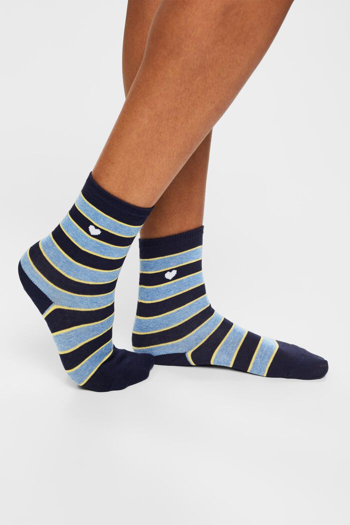 Proužkované ponožky, 2 páry v balení, SPACE BLUE, detail image number 1