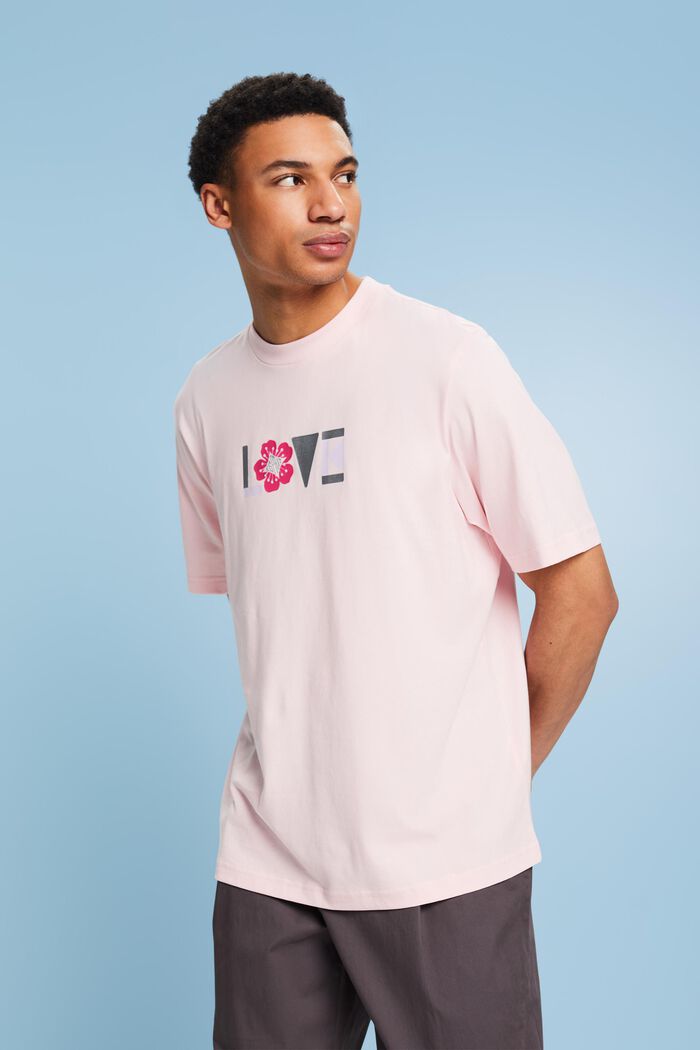 Unisex potištěné tričko z pima bavlny, PASTEL PINK, detail image number 0