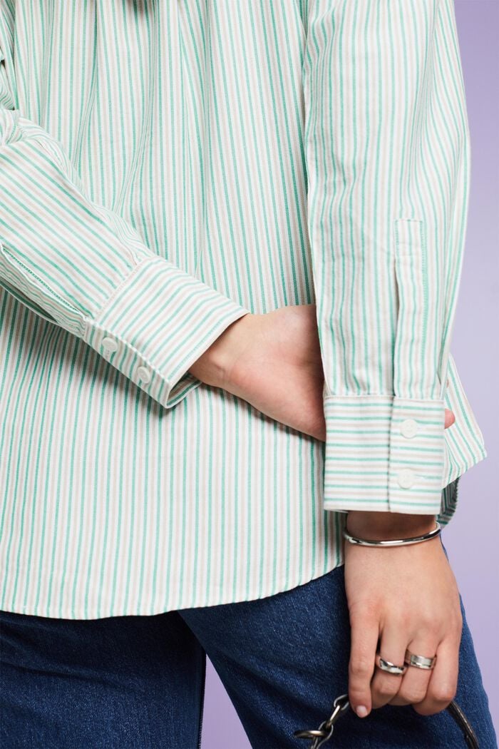 Bavlněná oversize košile s proužky, GREEN, detail image number 3