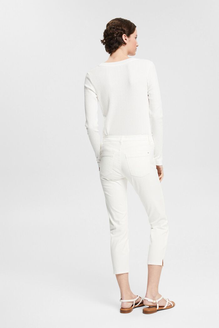 Strečové kalhoty v délce capri, WHITE, detail image number 3