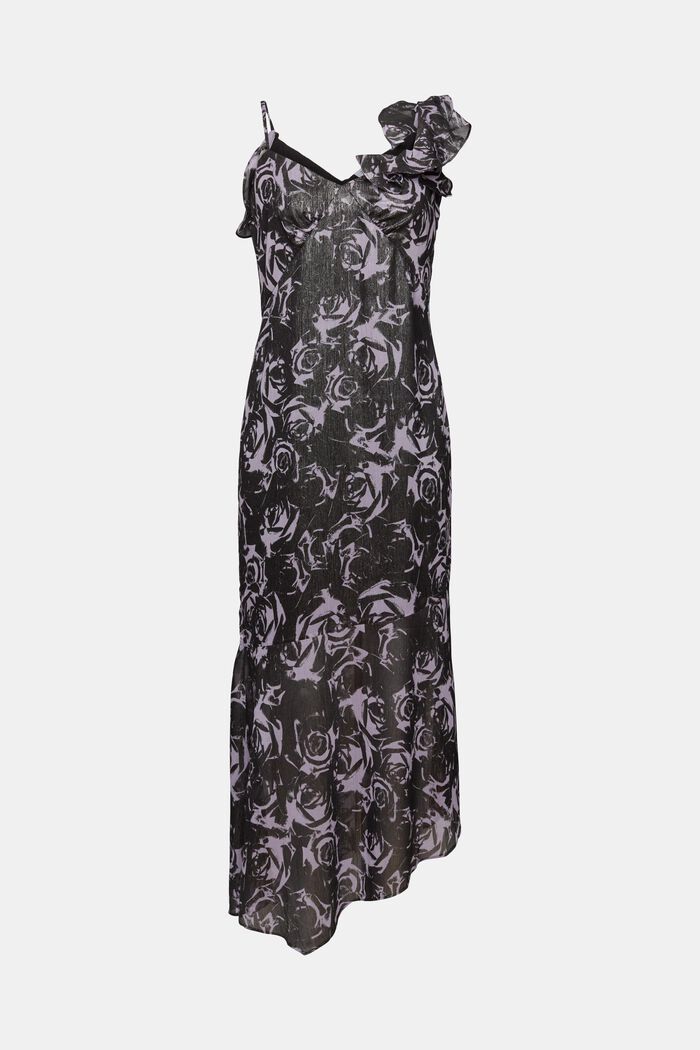 Potištěné šifonové maxi šaty s odhalenými rameny, BLACK, detail image number 6