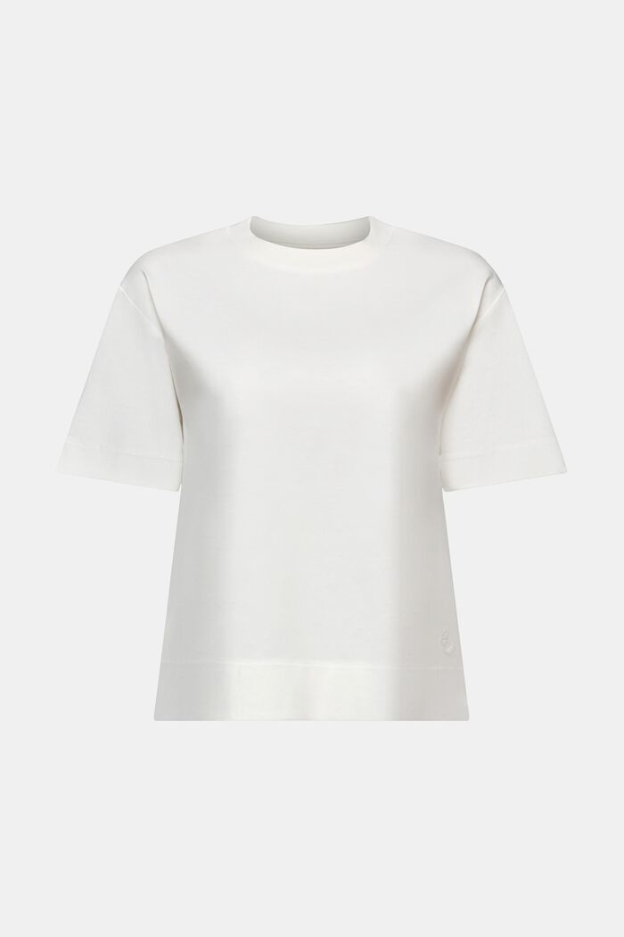 Tričko s kulatým výstřihem, z bavlny pima, OFF WHITE, detail image number 6