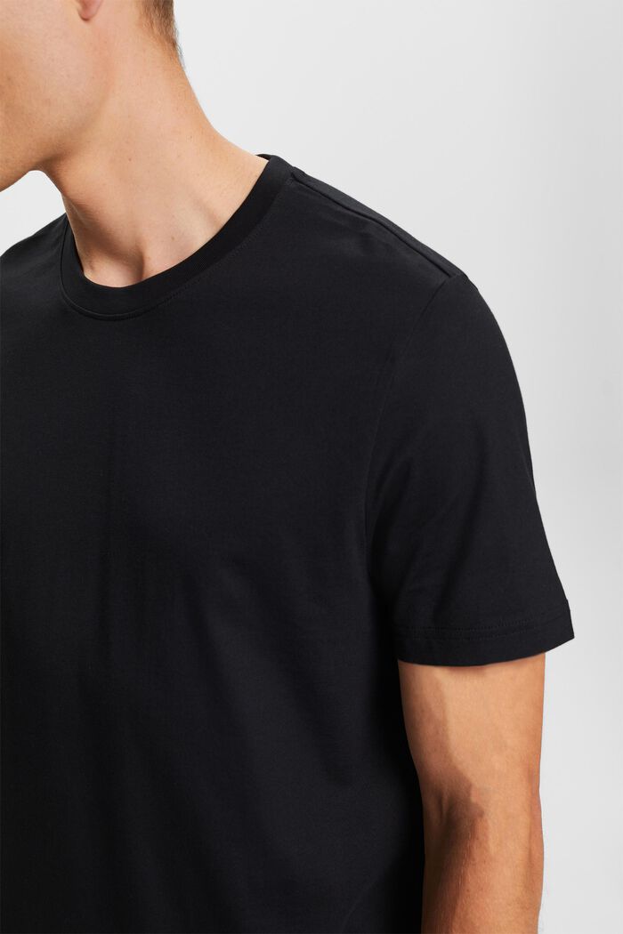 Tričko s kulatým výstřihem, z žerzeje z bavlny pima, BLACK, detail image number 2