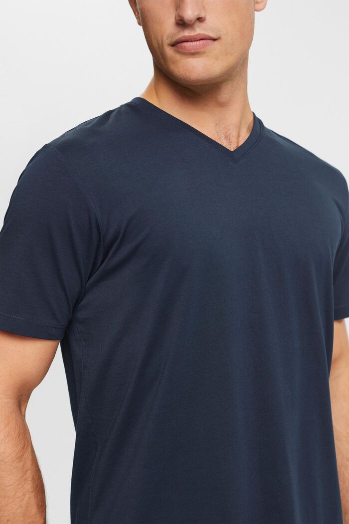 Tričko se špičatým výstřihem, z udržitelné bavlny, NAVY, detail image number 0
