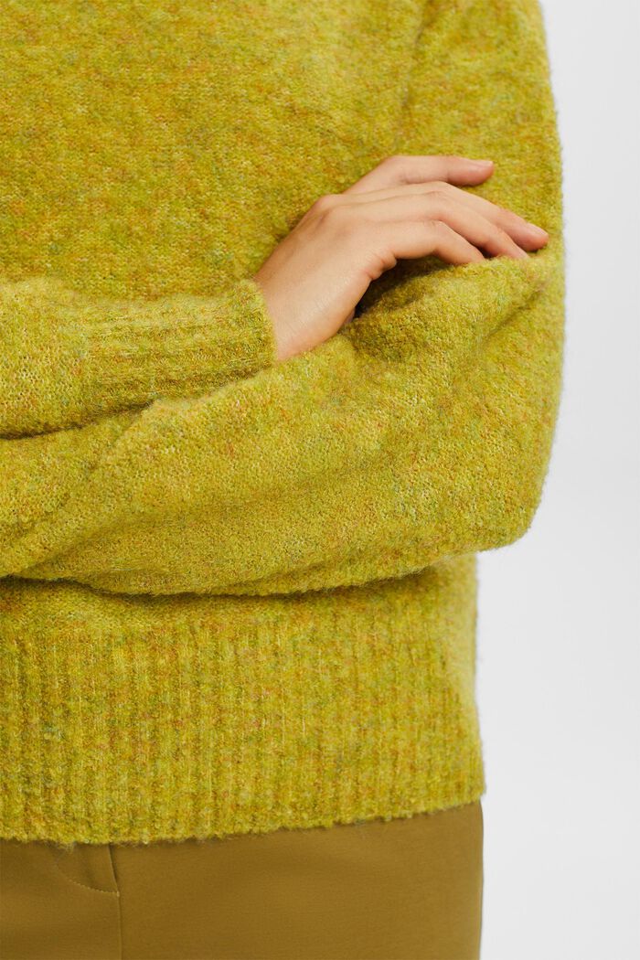 Chlupatý svetr s krátkým rolákovým límcem, PISTACHIO GREEN, detail image number 2