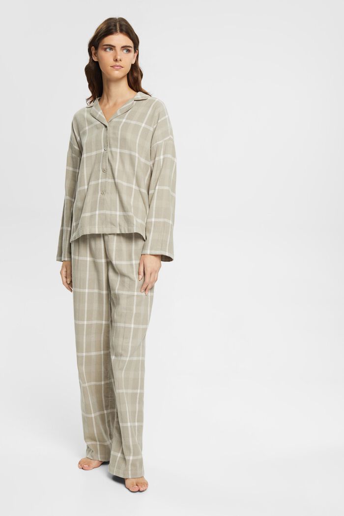 Károvaná pyžamová souprava z flanelu, LIGHT KHAKI, detail image number 1