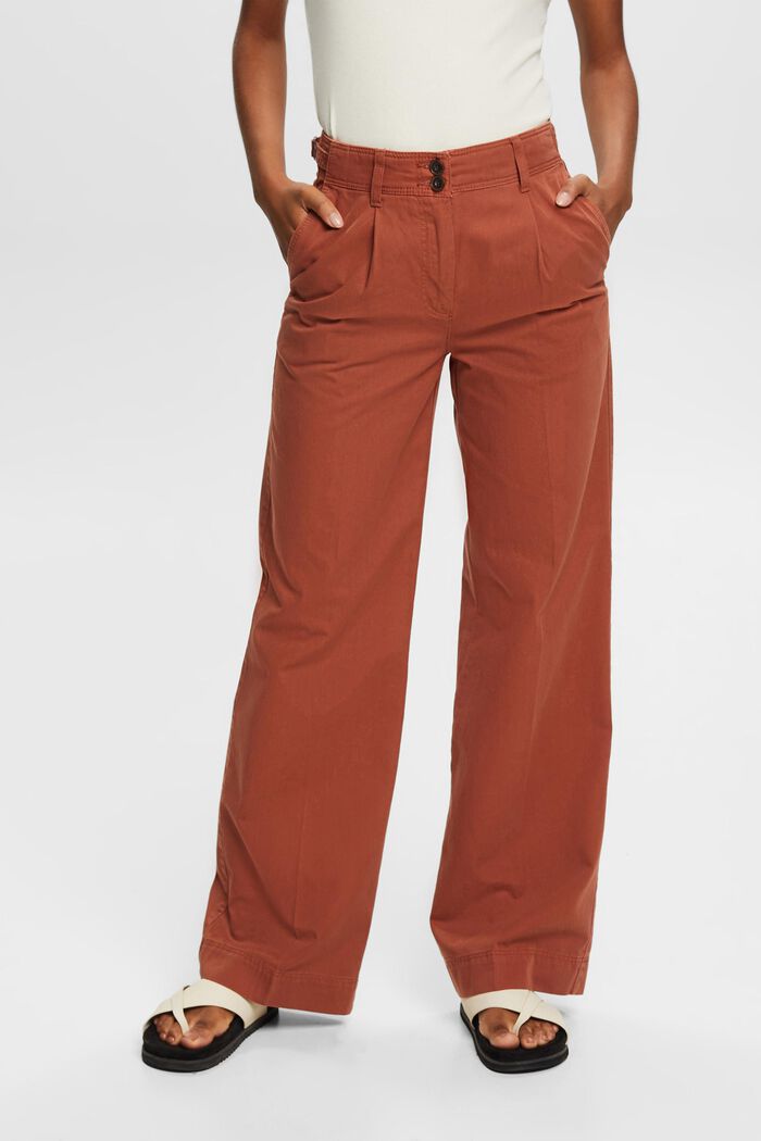 Chino kalhoty se širokými nohavicemi, RUST BROWN, detail image number 0