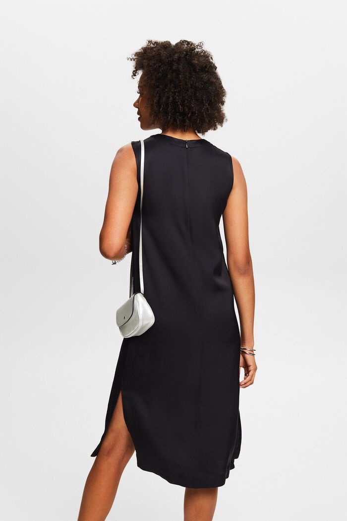 Saténové pouzdrové šaty bez rukávů, BLACK, detail image number 3