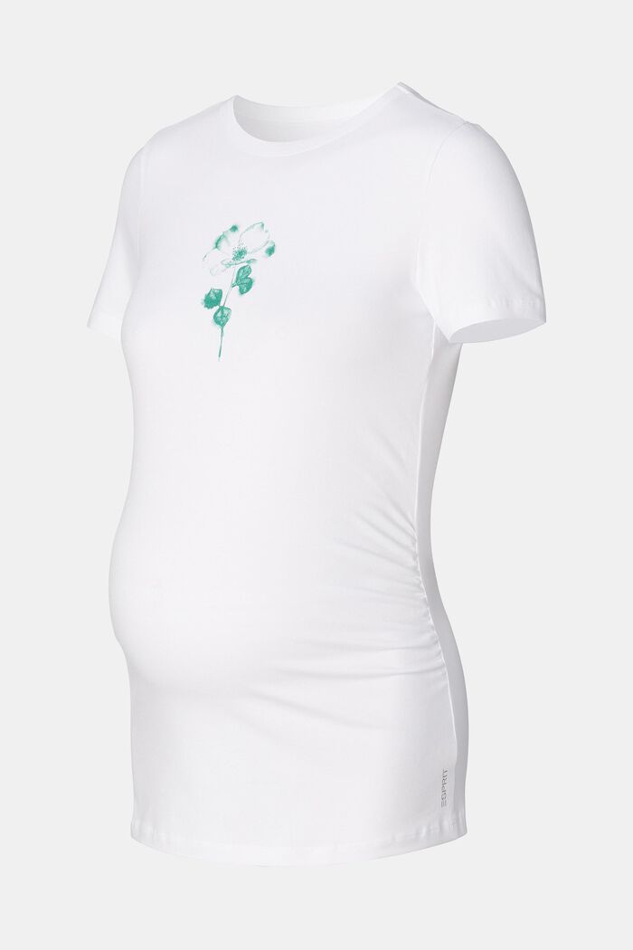 Tričko s květovaným potiskem, bio bavlna, BRIGHT WHITE, detail image number 4