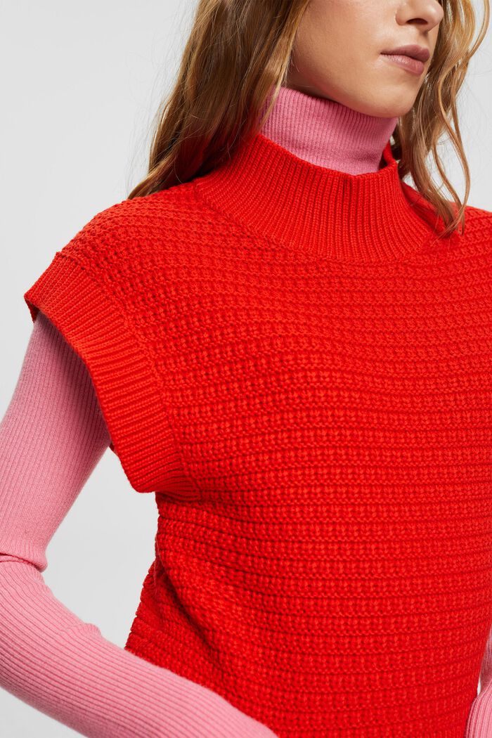 Pletený pulovr bez rukávů, RED, detail image number 2