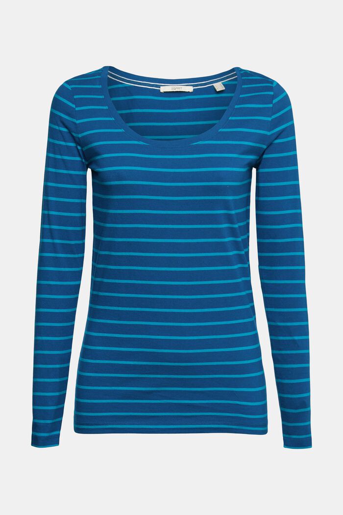 Tričko s dlouhým rukávem a pruhovaným vzorem, PETROL BLUE, detail image number 2